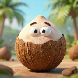 from the coco palm family,, silly, coconuts, ultra realistic, unreal engine 5, depth of field, bokeh, octane render, 8 k hd,