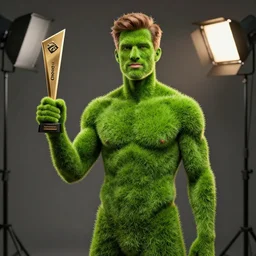 professional photo of a man with grass as skin!!! studio lighting, very detailed, unreal engine, canon photo!!!!, professional lighting, good composition, rule of thirds, winning award photo, real man with grass as skun, real, man made if grass
