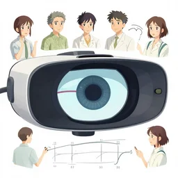 tobii eye tracker, scientific illustration of gaze saccades, clean cel shaded vector art. shutterstock. behance hd by lois van baarle, artgerm, helen huang, by makoto shinkai and ilya kuvshinov, rossdraws, illustration
