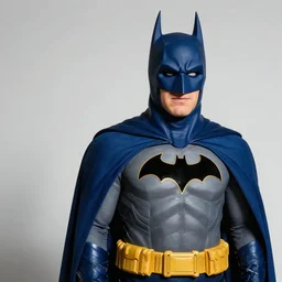 adam west as batman in a blue cape and cowl, as a muppet.