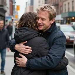 Alan Sugar offering free hugs to people in the street, NYC, kindness