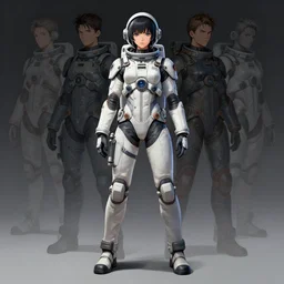 Full body character concept art of anime girl in a futuristic astronaut suit, 4k, detailed digital illustration by Ilya Kuvshinov, Artgerm, WLOP, Ross Tran, James Jean, Andrei Riabovitchev, Marc Simonetti, Yoshitaka Amano, Artstation, CGsociety