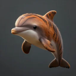 a fuzzy dolphin with tiger stripes, tiny, small, miniature , animal, short, adorable, pretty, beautiful, DnD character art portrait, matte fantasy painting, DeviantArt Artstation, by Jason Felix by Steve Argyle by Tyler Jacobson by Peter Mohrbacher, cinematic lighting