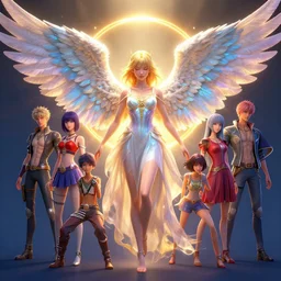 a colorful, portrait, beautifull, full body angel with big wings, shining light, golden hora, by alex gray, android jones, karol bak, ayami kojima, artgerm, yoshitaka amano, olivier ledroit, concept art, 3 d, octane render, 8 k, unreal engine