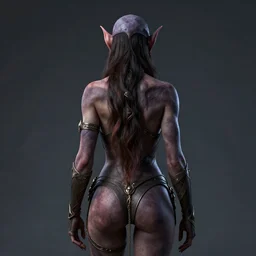 aasimar facing away from the viewer back towards camera professional photography and mood lighting anatomically correct