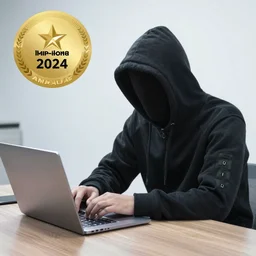 stock photography of a hacker on a laptop, award winning, photography, stock,