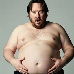 obese keanu reeves holds his exposed belly on close up, studio lighting, real photograph, 8 k film still