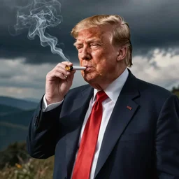 Donald Trump smoking a joint