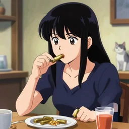 anime girl eating bullets for breakfast cuz she badass by rambo