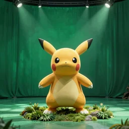 a pokemon standing in front of a green screen