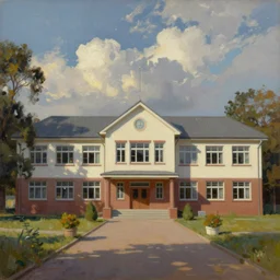 beautiful oil painting of galva elementary school by olaf krans
