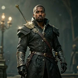 kanye west as emperor napoleon in elden ring, splash art, movie still, cinematic lighting, dramatic, octane render, long lens, shallow depth of field, bokeh, anamorphic lens flare, 8 k, hyper detailed, 3 5 mm film grain