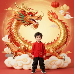 chinese dragon with a chinese boy