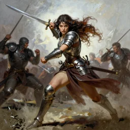 A full portrait of a very beautiful berserker woman, holding a sword and running into battle, by Frank Frazetta, Greg Rutkowski, Boris Vallejo, epic fantasy character art, armor, Exquisite detail, post-processing, low angle, masterpiece, cinematic