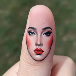 an art of face on a thumb