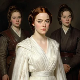 emma stone as princess leia in star wars, by william bouguereau and magali villeneuve