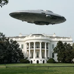 alien mothership landing at the white house, still from news footage