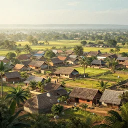 Lively morning landscape of an indian village, realistic detailed digital art by Maxwell Boas Jessica Rossier Christian Dimitrov Anton Fadeev trending on Artstation CGSociety rendered in Unreal Engine 4k HQ
