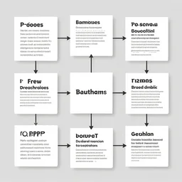 professional bauhaus design for an academical concept map, minimalist aesthetic