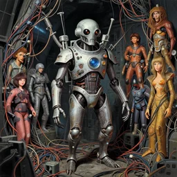 sci - fi guild navigator mutant, a lot of cables and wires around, by ayami kojima, by francis bacon, by amano, by karol bak, greg hildebrandt, by mark brooks, by alex grey, by zdzisław beksinski, by takato yamamoto, vintage, 8 k, ultra detailed, 8 0's sci - fi