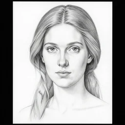 bw linear pencil drawing woman portrait by ernst haeckel