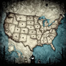 spooky gothic map of america