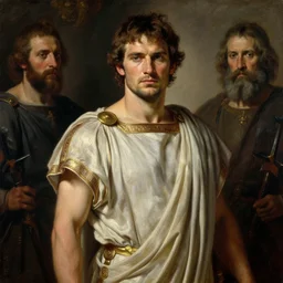 Oil painting of the handsome Henry Cavill, he is wearing ancient greek cloths, naturalism, dramatic lighting, high-detailed oil painting by Ilya Repin, Michelangelo da Caravaggio, William Blake, Alex Grey and Beksinski, trending on Artsatio, masterpiece, 4k, 8k,