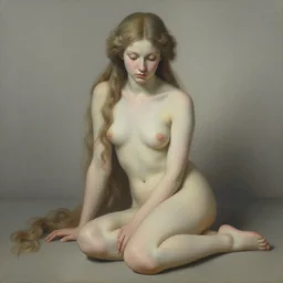 pop surrealism, hyper realism, muted colors seductive female venus, cute girl, long hair, art by mark ryden, trevor brown