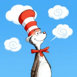 cartoon concept art, clean blue sky, spiral clouds, from dr. seuss