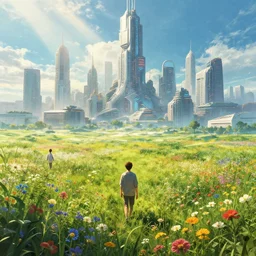 futuristic _ cybercity _ in _ a _ field _ of _ summer _ flowers _ godrays _ cinematic _ poster _ art _ by _ james _ gurney _ jesper _ ejsing _ ilya _ kuvshinov _ greg _ rutkowski