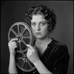 a haunting image of a young starlet from a lost silent film, occult symbolism, black and white, film reel, a film from the 1 9 1 0 s