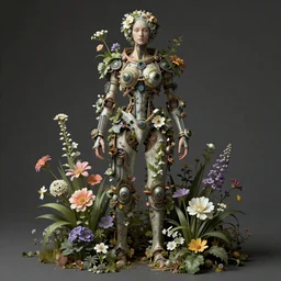 flowers full human body, highly detailed photo in the style of Franz Xaver Winterhalter and Aetherpunk
