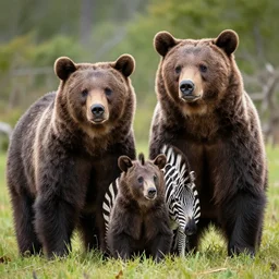 Photo of bear family with zebra fur