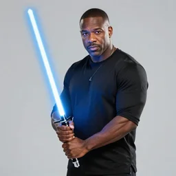 steve harvey holding lightsaber, extremely high detail, photo realistic, 8 k