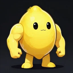 a lemon anthropomorphic, muscular,