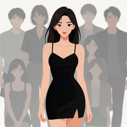 sensual young delhi girl wearing a little black dress clean cel shaded vector art. shutterstock. behance hd by lois van baarle, artgerm, helen huang, by makoto shinkai and ilya kuvshinov, rossdraws, illustration,
