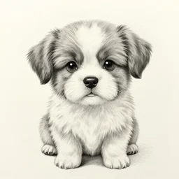 detailed pencil illustration of cute puppy