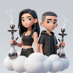 two cyberpunk cartoon figures smoking hookah on a cloud one guy with long hair and another with short hair official fanart behance hd artstation by jesper ejsing, by rhads, makoto shinkai and lois van baarle, ilya kuvshinov, ossdraws