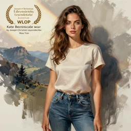 Kate Beckinsale in a t-shirt and jeans, digital painting, artstation, concept art, illustration, by Joseph Christian Leyendecker, Ross Tran, WLOP