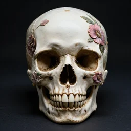 a skull with floral accents by android jones