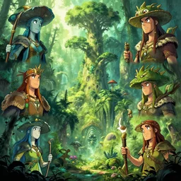 photo cartoon illustration comics manga painting of amazonenvironement : 6 fantasy environement, digital painting, unreal engine, 8 k, volumetric lighting, contrast by john kirby by carl warner and jim woodring, trending on artstation
