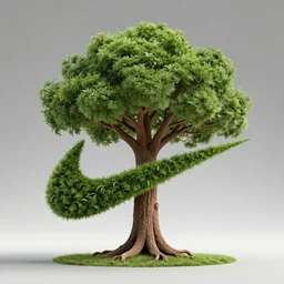tree in the form of nike logo swoosh, photo realistic, octane render