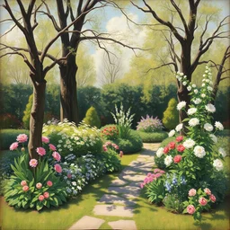 nice garden in spring, painting by elisabeth von eicken