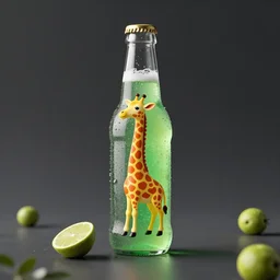 concept art for a giraffe themed soda drink, product commercial 4 k render