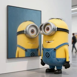 gru being pickpocketed by a minion, modern art,
