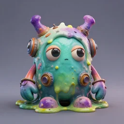 a cute and colorful grimy slimepunk ooze monster sculpture