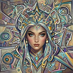 head-on symmetrical centered painted portrait, Maya Ali as a mage, matte painting Arcane DOTA Blizzard pixar, maya engine on stylized background splash comics global illumination lighting artstation, by lois van baarle, ilya kuvshinov, rossdraws