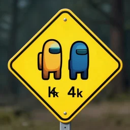 a photo of a warning sign that says among us, 4 k
