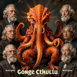 old zoological portrait of orange cthulhu by kuldar leement and ruan jia and brad rigney and micha karcz and brad rigney