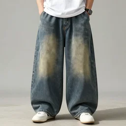 a model wearing giant baggy pants